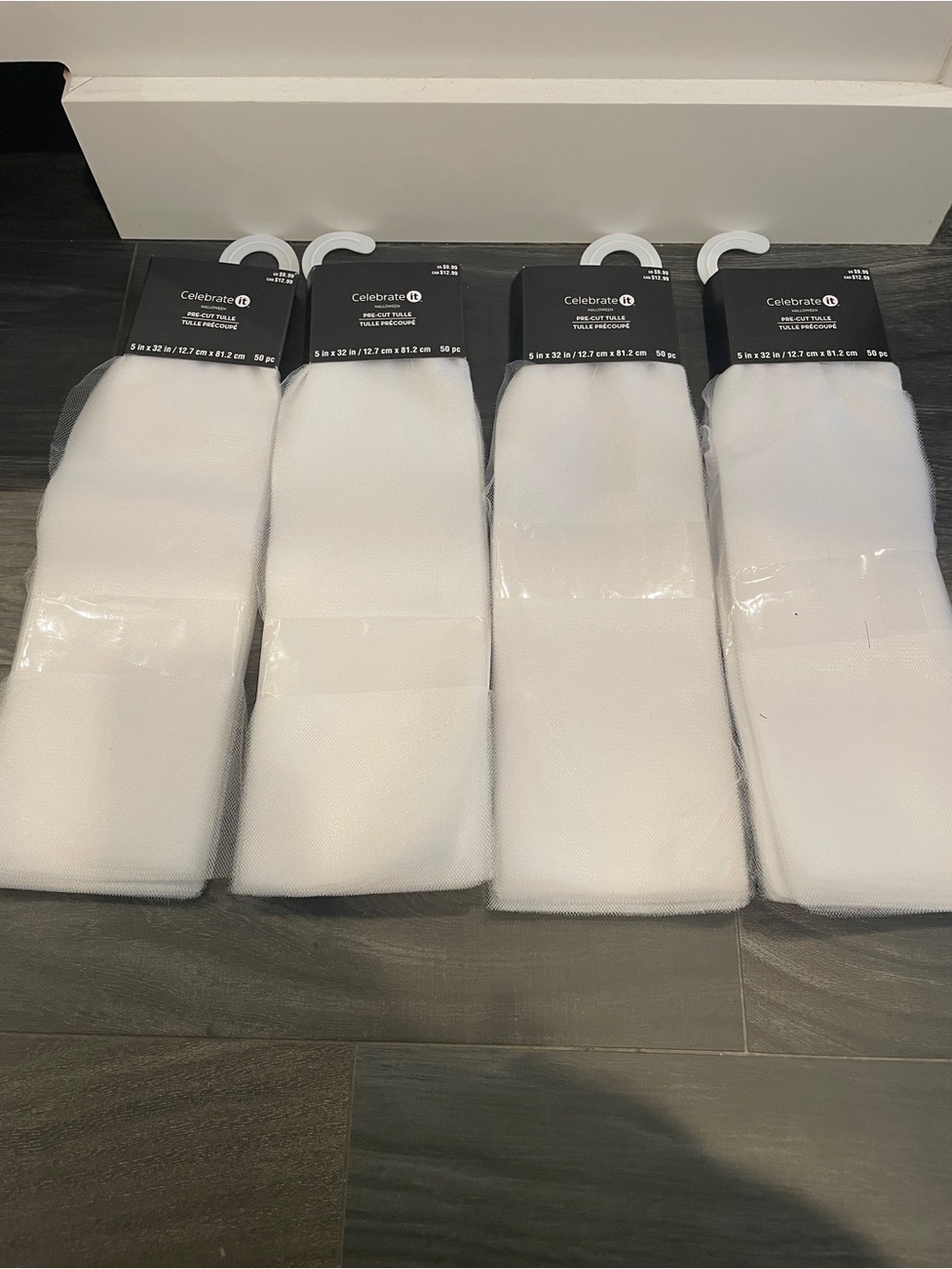 Celebrate It 4 Packs of Pre-cut White Tulle